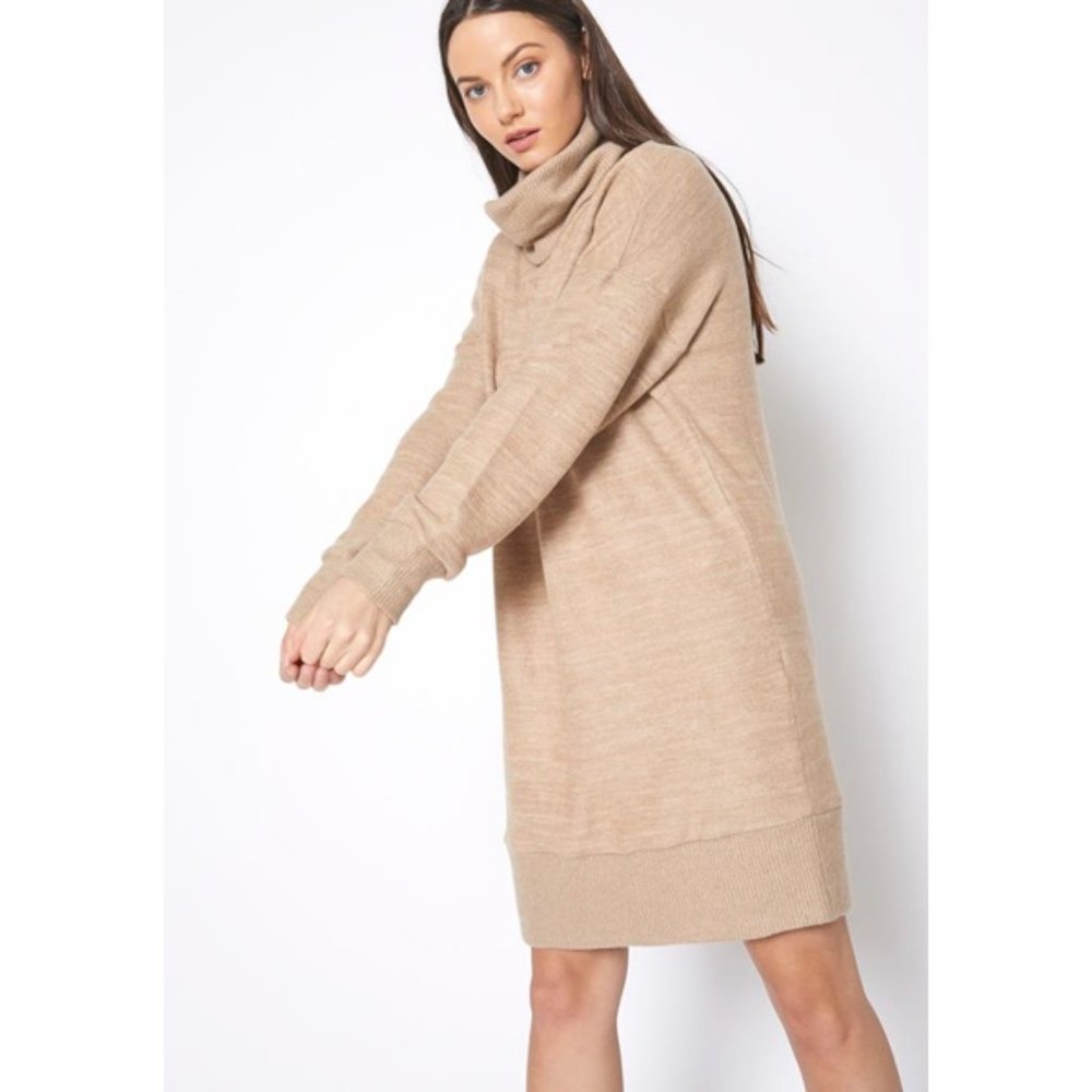 Turtle Neck Ribbed Sweater Mini Dress - Picture 4 of 5